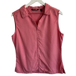 Kavu Pink Zipper Front Collared Sleeveless Top, Tencel Lyocell, Size L